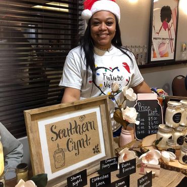 Southern Cynt Candles Christmas vendor event at K’Ostylez in Griffin, Georgia.