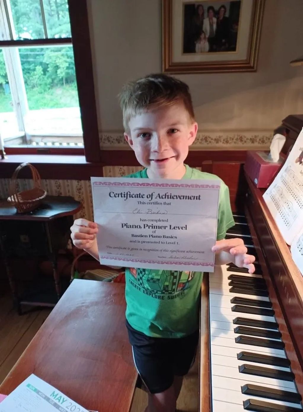 A child receiving a 
certificate