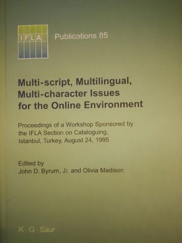 Cover of a publication on multilingual and multi-script issues for online environments.