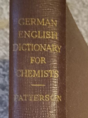Spine of a German-English dictionary for chemists by Patterson.