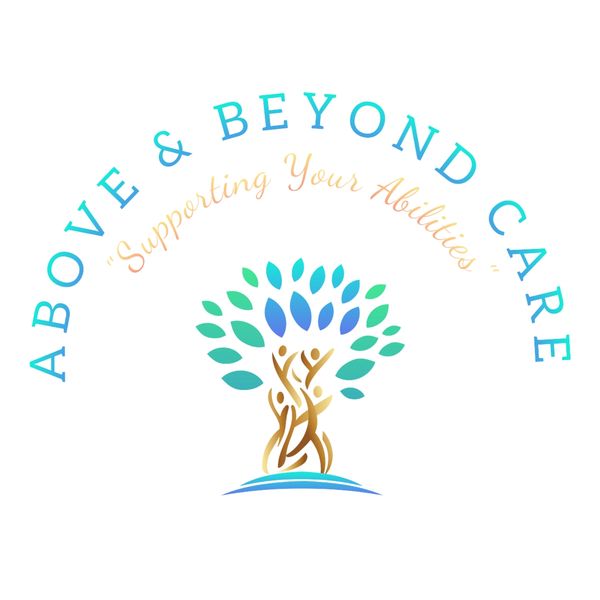 Logo of Above & Beyond Care with a tree made of people and leaves.