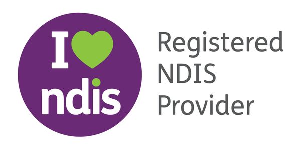 Logo showing love for NDIS and registered provider status.