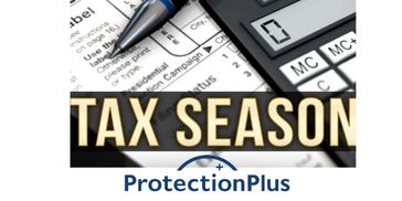 Tax season with calculator and $1 million Protection Plus offer.