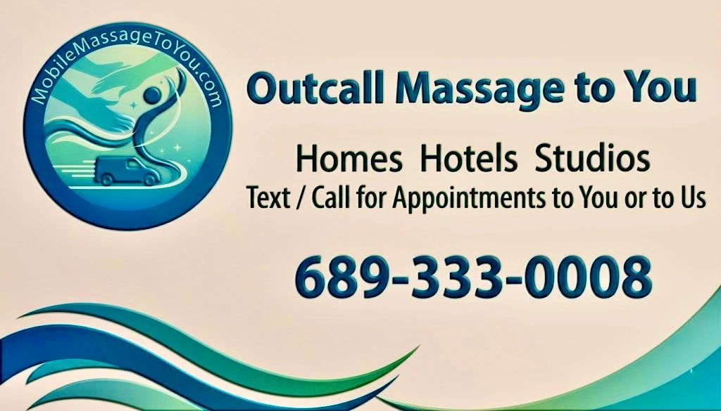 Outcall Massage to Homes Hotels or in Studios with a licensed massage therapist or specialist.