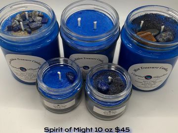 Male Scented Candle we have it in Hidden Treasure form or Treasure Crystal Form 10oz & 45 w/ 3 cryst