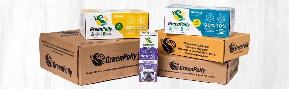 Pile of GreenPolly retail and FFP products