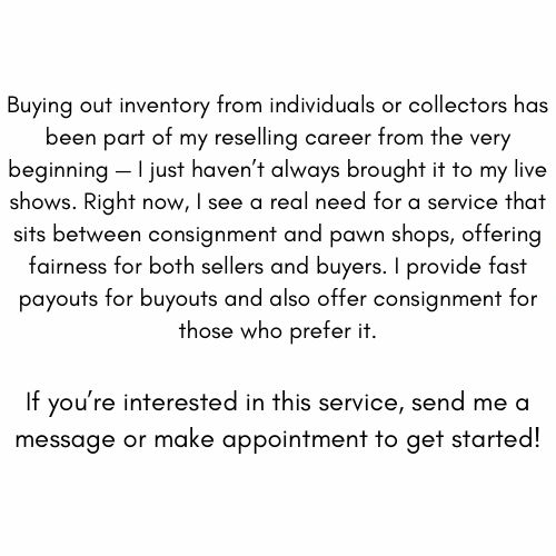 Text about a reselling service offering buyouts and consignment.