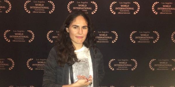 Nicole Zwiren, winning award at the Los Angeles International Film Festival for "Behind the Fear."