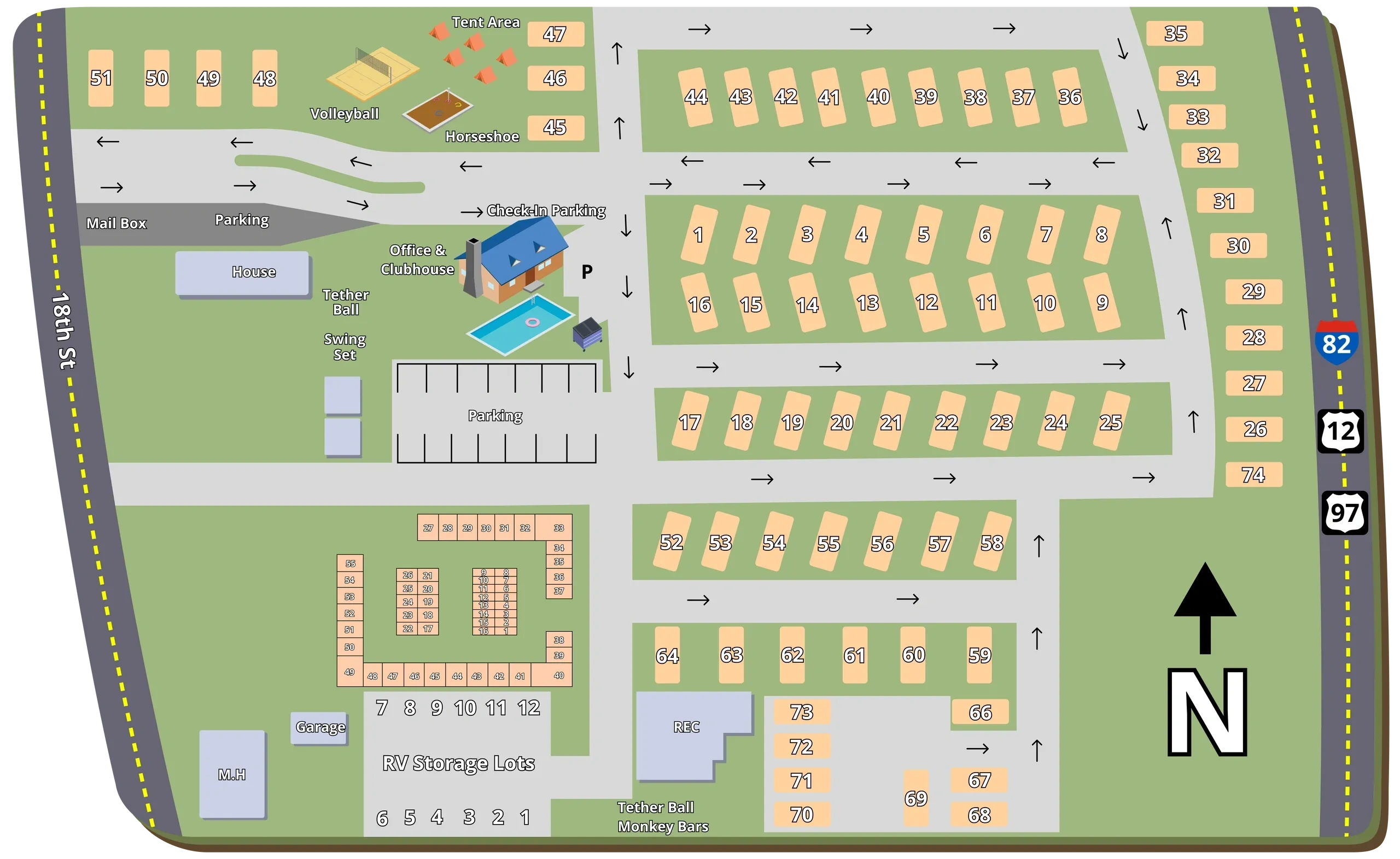 There are spaces for overnight or for extended stays