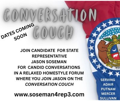 Join State Representative Jason Soseman for candid conversations on the Conversation Couch. Dates coming soon!