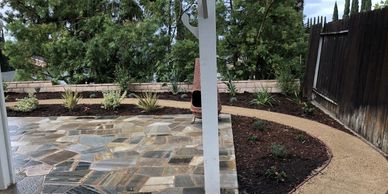 Landscape sod, tree and plant installation in progress