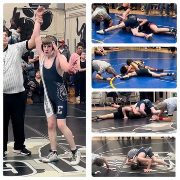 A photo frame of wrestling player doing match each other