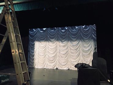 Our white Austrian theatre drape hung in a local Bradford theatre