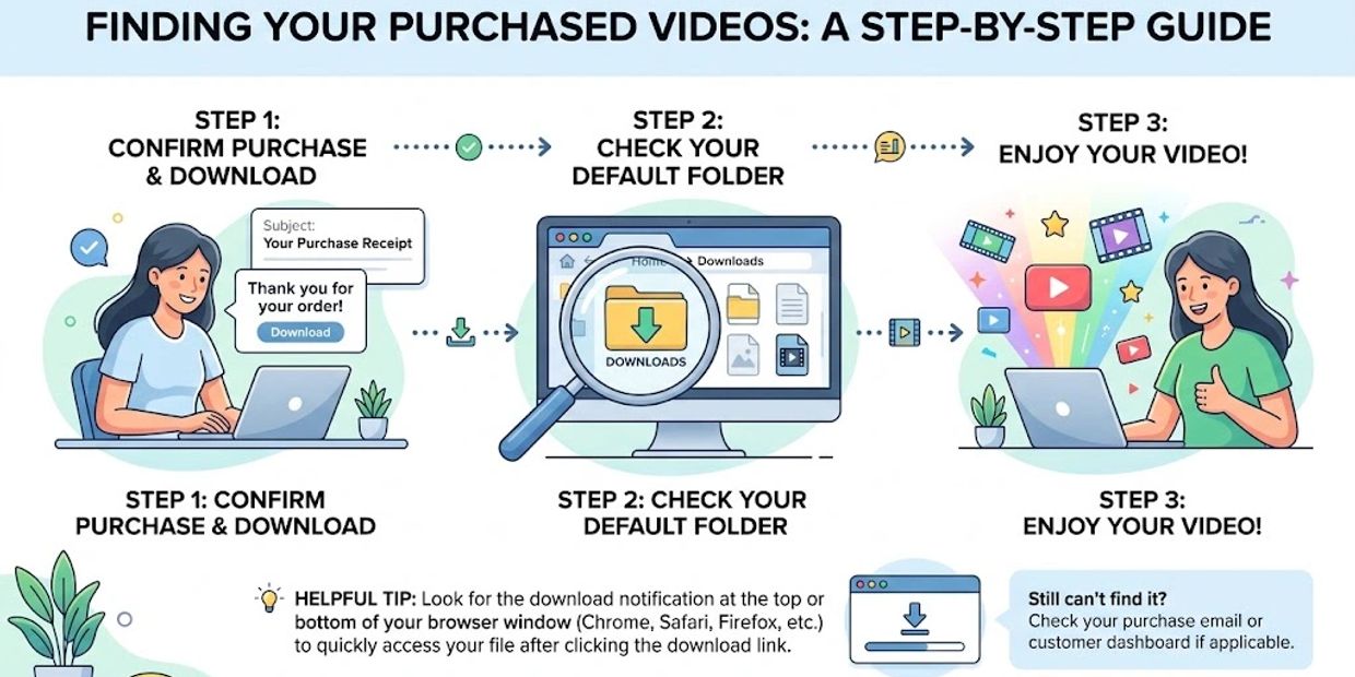 Step-by-step guide to find purchased videos on your computer.