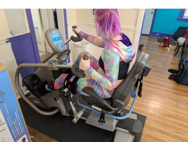 Happy handicapped woman on wheelchair