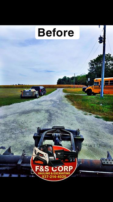 Rural gravel road before hauling and excavating work begins.
