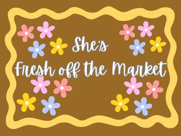 Decorative sign with floral design and handwritten text.