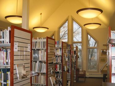 The interior of the Island Free Library Addition and Renovation on Block Island. 