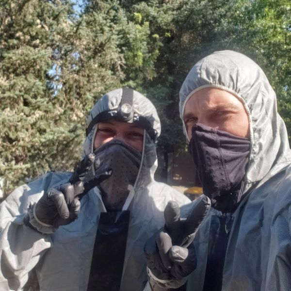 Good Days team preparing to remove a deleted ventilation system and replace a vapor barrier.