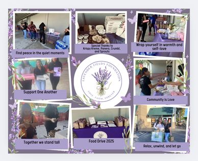 Lavender Fields Foundation's 2025 food drive promoting community support and self-love.