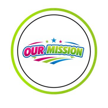 Colorful logo design with text 'Our Mission'.