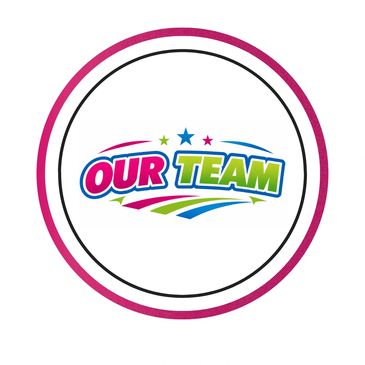 Colorful 'Our Team' logo inside concentric circles.