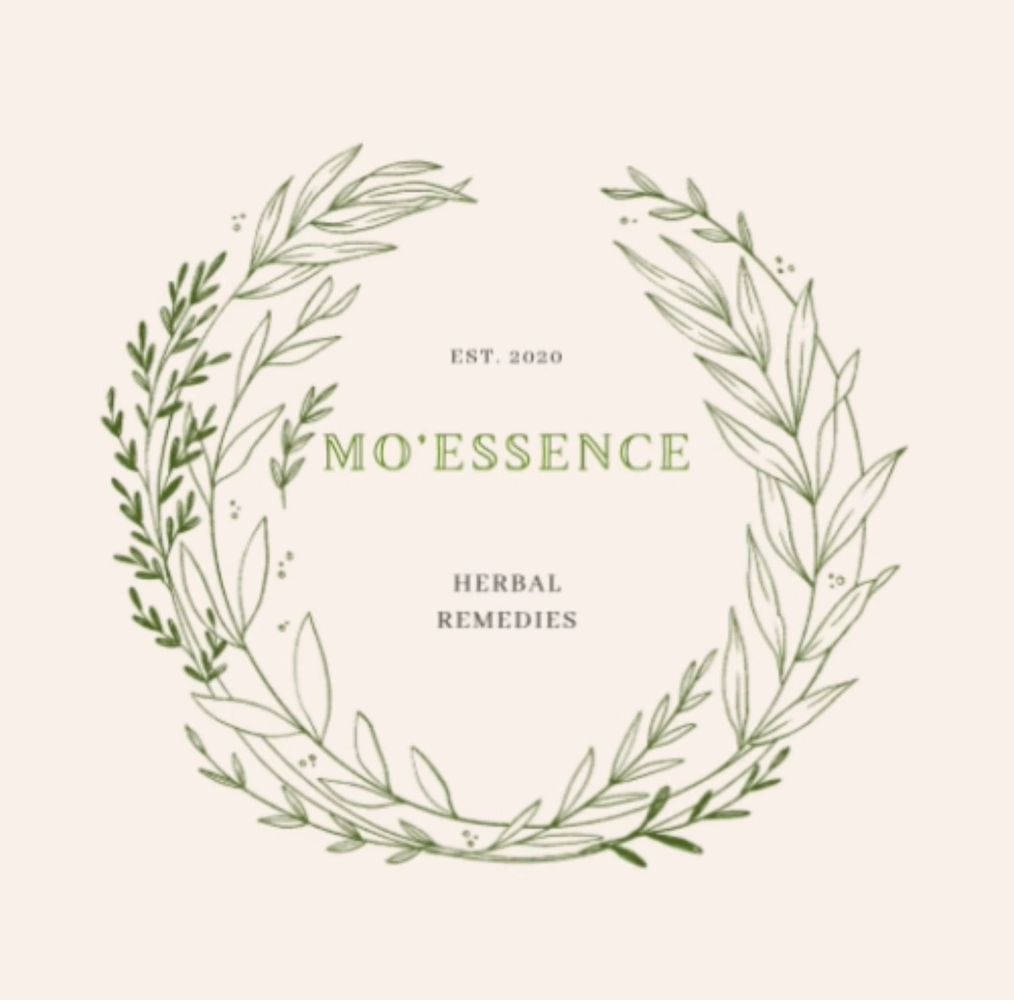 Elegant herbal remedies logo with green leafy wreath and simple text.