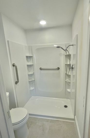 A shower surround install in a bathroom we renovated.