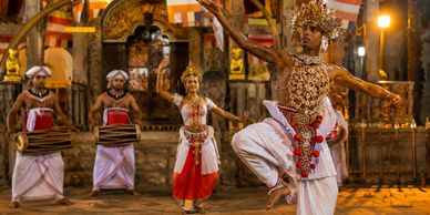 Traditional cultural dance performance with drummers.