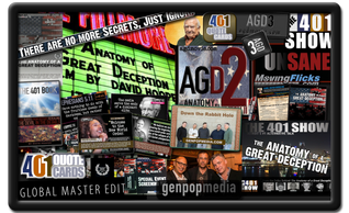 Collage of GenpopMedia productions; Anatomy of a Great Deception, 401 Book, DTRH Show, 401 Quotes...