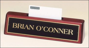 Business Card Holder in Rosewood Piano-Finish with Gold Accents