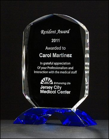 Diamond Series Crystal Trophy with Cobalt Blue Crystal Base