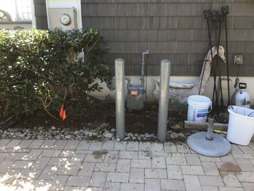Bollards installed around gas meter