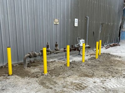 Bollards installed around gas meter