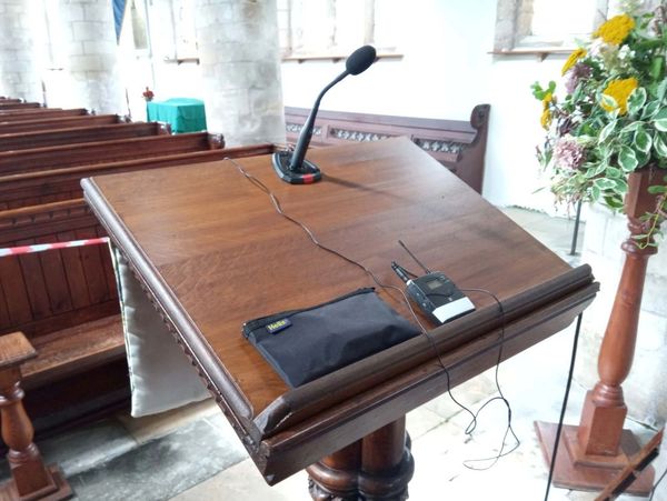 Bespoke Lectern board for Stick microphone.