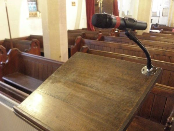 Bespoke Lectern mount with Radio microphone