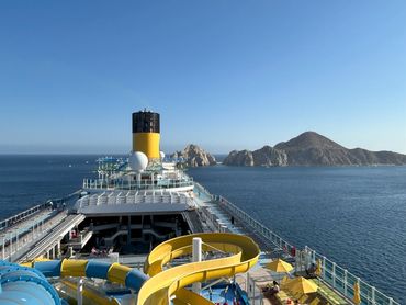 Looking out at Cabos St Lucas on top of the Carnival Firenze