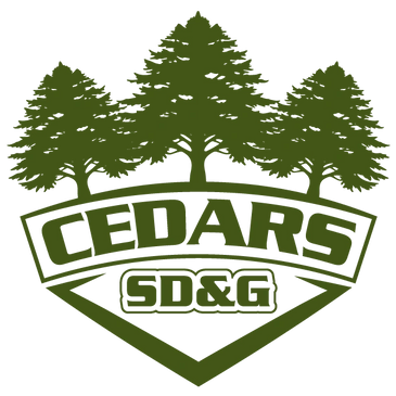 An image of a forest green logo having 3 large cedar trees with the words Cedars SD&G hedges Ottawa