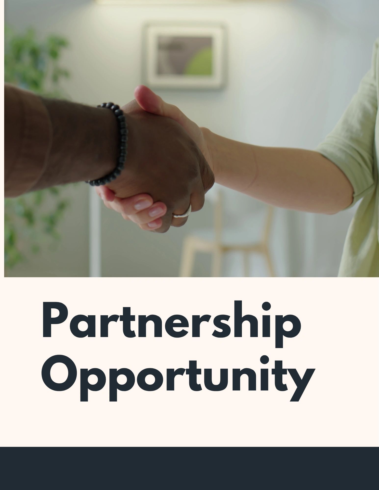 Handshake symbolizing partnership opportunity.