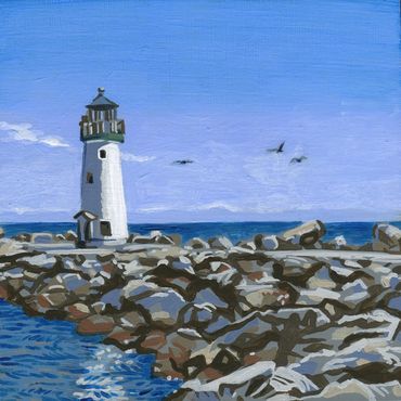 Acrylic painting on panel of the Seabright Lighthouse in Santa Cruz by Jim Winters