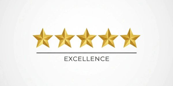 Five gold stars with the word 'EXCELLENCE' below.