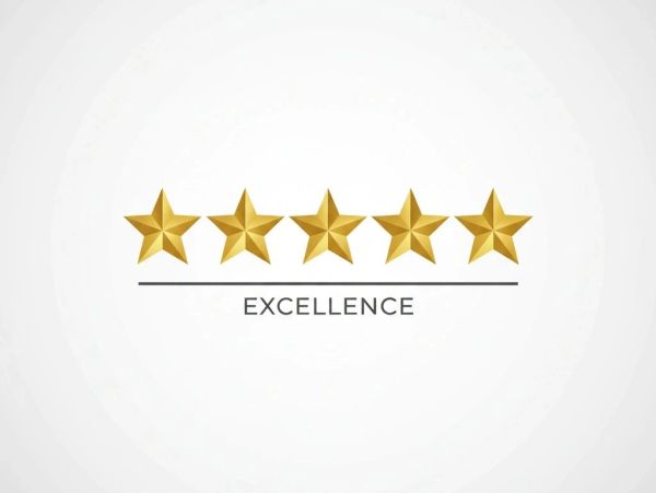 Five gold stars with the word 'EXCELLENCE' below.