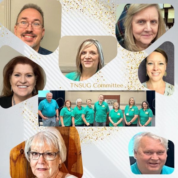 Collage of TNSUG Committee members in individual and group photos.