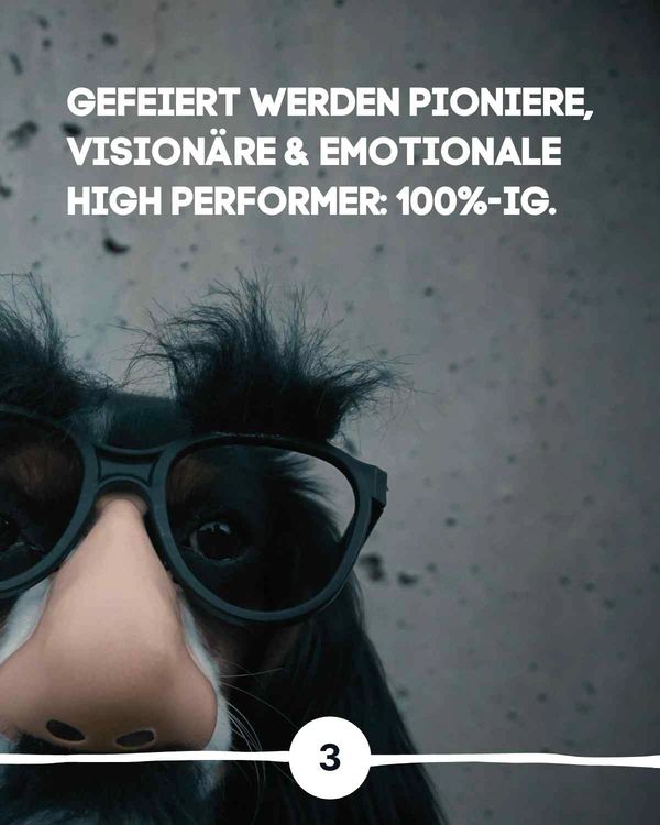 Gefeiert werden Pioniere, Visionäre & emotionale High-Performer: 100%