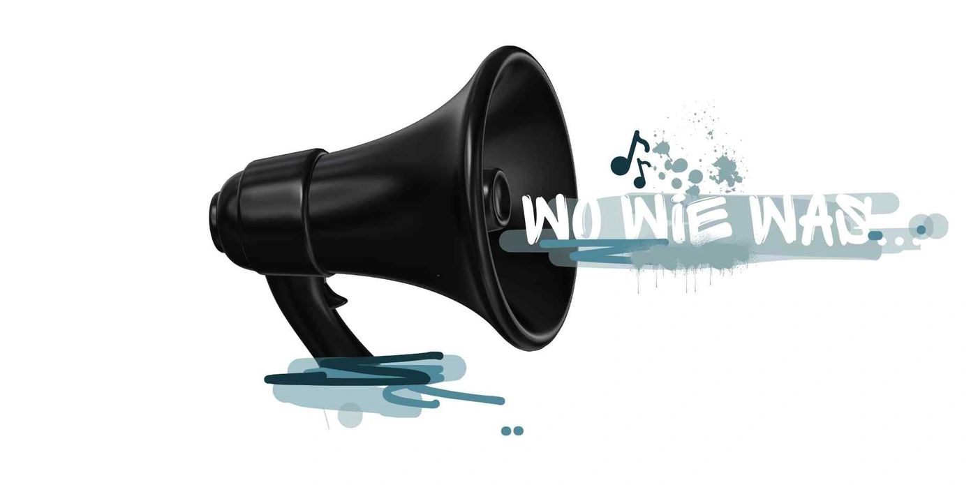 Schwarzer Lautsprecher und Musiknoten | WO WIE WAS