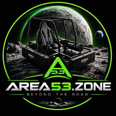 Logo featuring a lunar rover on the moon with Earth in the background.