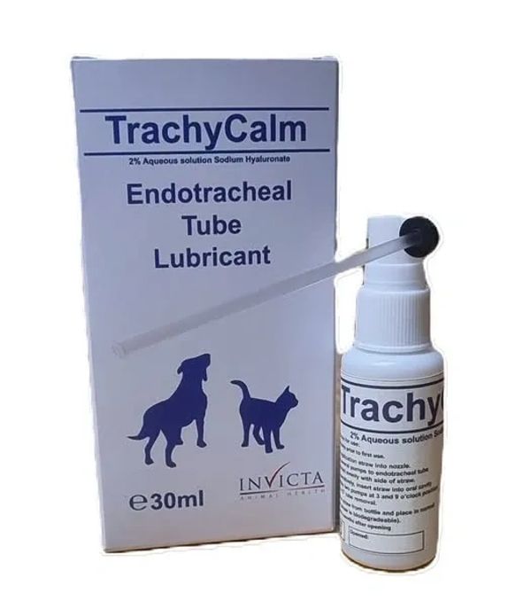 TrachyCalm endotracheal tube lubricant for pets in 30ml bottle.