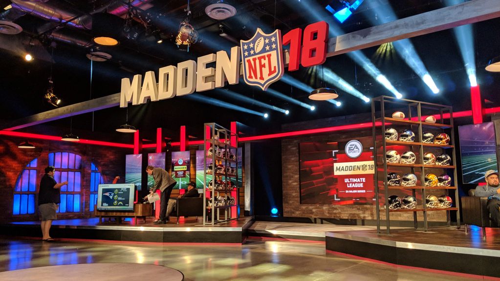 EA Sports Madden NFL challenge television production studio. 2018