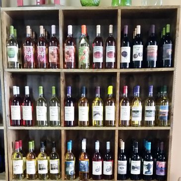 Bottles of Grape Beginnings Winery's Wine on shelves