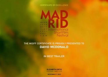 David McDonald, writer/director of Ella The Ungovernable, wins certificate of excellence